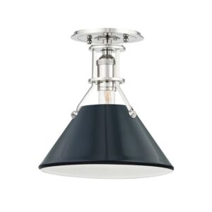 Painted No.2  Semi Flush Mount in Polished Nickel Darkest Blue by Hudson Valley