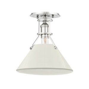 Painted No.2 One Light Semi Flush Mount in Polished Nickel Off White by Hudson Valley