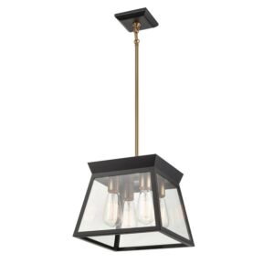 Lucian  Chandelier in Black and Brushed Brass by Artcraft