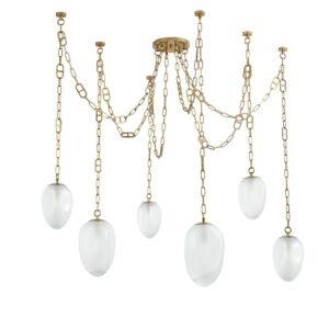 Daith Six Light Chandelier in Vintage Brass by Corbett Lighting