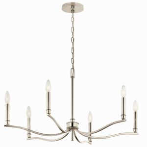 Malene Six Light Chandelier in Polished Nickel by Kichler