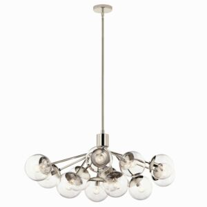 Silvarious 12-Light Linear Chandelier Convertible in Polished Nickel