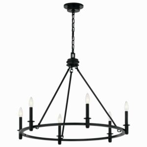 Carrick Six Light Chandelier in Black by Kichler