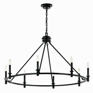 Carrick Eight Light Chandelier in Black by Kichler