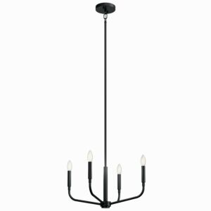 Madden 4-Light Chandelier with Semi-Flush Mount in Black