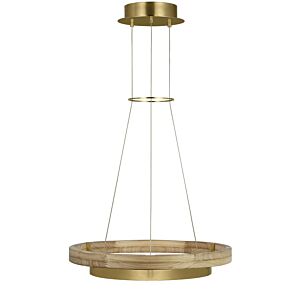 Grace LED Chandelier in Hand Rubbed Antique Brass Natural Oak by Visual Comfort Modern