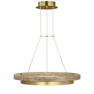 Grace LED Chandelier in Hand Rubbed Antique Brass Natural Oak by Visual Comfort Modern