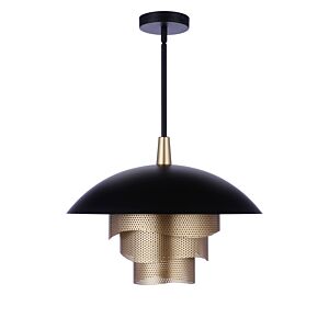 Sculptural Statement Pendants 1-Light LED Pendant in Flat Black with Matte Gold