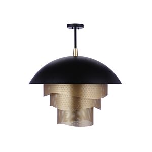 Sculptural Statement Pendants 1-Light LED Pendant in Flat Black with Matte Gold