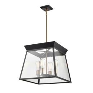 Lucian  Chandelier in Black and Brushed Brass by Artcraft