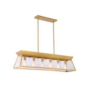 Lucian  Island Chandelier in Brushed Brass by Artcraft