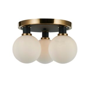 Gem  Semi Flush Mount in Black and Brushed Brass by Artcraft