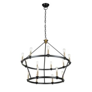 Notting Hill  Chandelier in Black and Brushed Brass by Artcraft