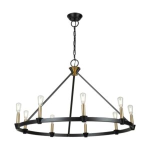 Notting Hill  Chandelier in Black and Brushed Brass by Artcraft