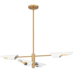 Leoni Four Light Linear Chandelier in Brushed Weathered Brass by Quoizel