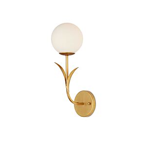 Rossville  Wall Sconce in Contemporary Gold Leaf Frosted White by Currey and Company