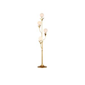 Rossville  Floor Lamp in Contemporary Gold Leaf Frosted White by Currey and Company