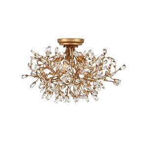 Crystal Bud  Semi Flush Mount in Clear Brass by Currey and Company