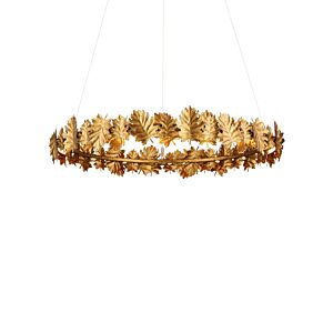 English Oak LED Chandelier in Gold Leaf by Currey and Company