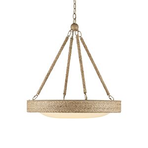 Hopscotch  Chandelier in Natural Frosted White Beige Sugar White by Currey and Company