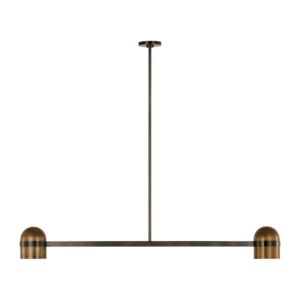 Octavia LED Linear Chandelier in Blackened Bronze Bright Worn Brass by Visual Comfort Modern