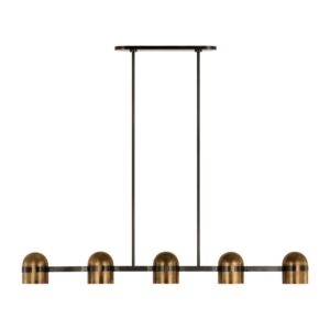 Octavia LED Linear Chandelier in Blackened Bronze Bright Worn Brass by Visual Comfort Modern