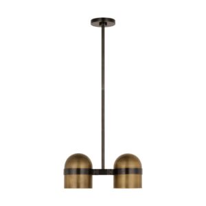 Octavia LED Pendant in Blackened Bronze Bright Worn Brass by Visual Comfort Modern