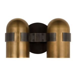 Octavia LED Wall Sconce in Blackened Bronze Bright Worn Brass by Visual Comfort Modern