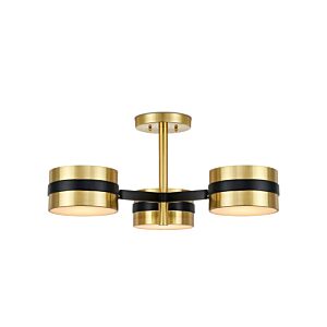 Heybrook  Semi Flush Mount in Polished Brass Black White by Currey and Company