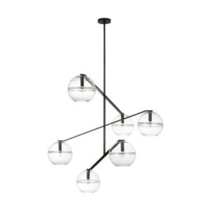 Lowing Six Light Chandelier in Blackened Forged by Visual Comfort Modern