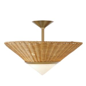 Calista Three Light Flush Mount in NaturalWhiteAntique Brass by Arteriors