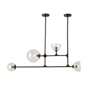 Dillon Four Light Linear Chandelier in English BronzeSmoke by Arteriors