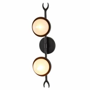 Churchill Two Light Wall Sconce in Blackened IronFrosted by Arteriors