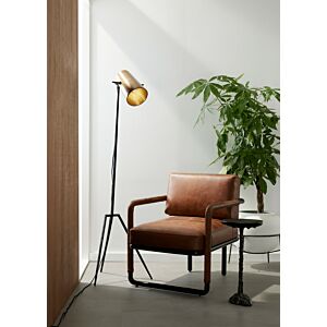 Draper One Light Floor Lamp in BlackenedHammered Antique Brass by Arteriors