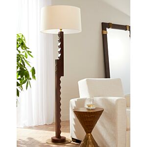 Elvis One Light Floor Lamp in Dark WalnutAntique BrassAntique BrassIvoryWhite by Arteriors