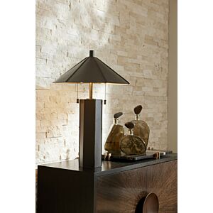 Cantrell Two Light Table Lamp in GraphiteAntique BrassGraphiteGold Leaf by Arteriors