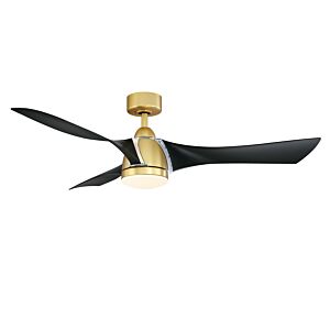 Klear 1-Light 56" Outdoor Ceiling Fan in Brushed Satin Brass