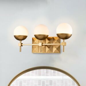 Deco  Bathroom Bathroom Vanity Light in Laquered Gold by Lucas + McKearn