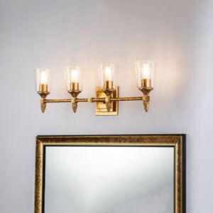 Vetiver  Bathroom Bathroom Vanity Light in Gold Leaf by Lucas + McKearn