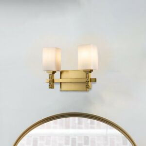 Jack  Bathroom Bathroom Vanity Light in Aged Brass by Lucas + McKearn