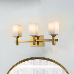 Jack  Bathroom Bathroom Vanity Light in Aged Brass by Lucas + McKearn