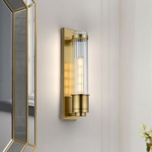 Wellington  Bathroom Bathroom Vanity Light in Aged Brass by Lucas + McKearn