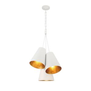 Alston Three Light Pendant in Matte White   Antique Gold by Crystorama