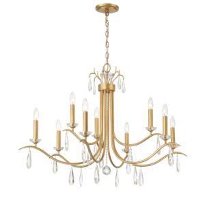 Rollins Nine Light Chandelier in Antique Gold by Crystorama