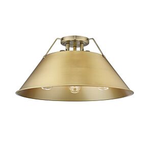 Orwell AB Three Light Flush Mount in Aged Brass by Golden