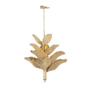 Banana Leaf 12 Light Chandelier in French GoldNatural Seagrass by Varaluz