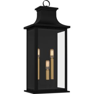 Abernathy Three Light Outdoor Wall Mount in Matte Black by Quoizel