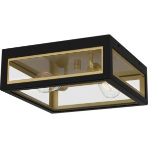 Bourbon Two Light Outdoor Flush Mount in Matte Black by Quoizel