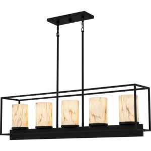 Bentley Five Light Linear Chandelier in Matte Black by Quoizel