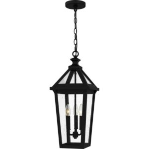 Boulevard Three Light Outdoor Hanging Lantern in Matte Black by Quoizel